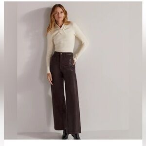 Favorite Daughter MISCHA SUPER HIGH RISE WIDE LEG ANKLE Pant in Dark Brown Sz 26